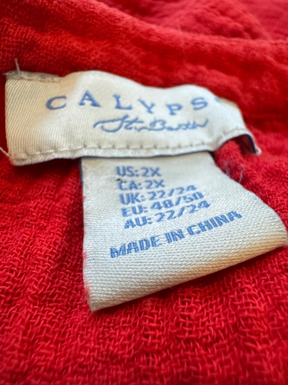Calypso St. Barth Oversized Gauze Top 2X Boho Resort Blouse - Picture 3 of 8